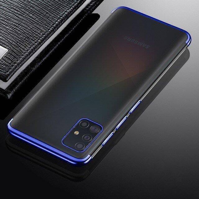 CLEAR COLOR CASE GEL TPU ELECTROPLATING FRAME COVER FOR SAMSUNG GALAXY A72 4G BLUE