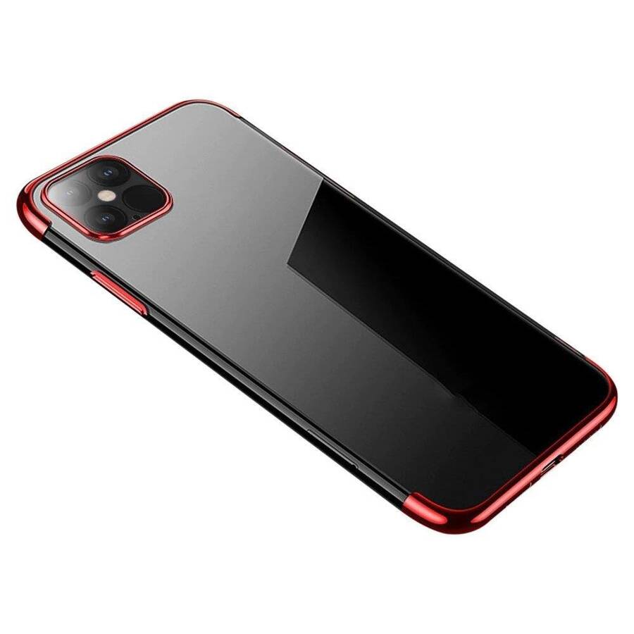 CLEAR COLOR CASE GEL TPU ELECTROPLATING FRAME COVER FOR SAMSUNG GALAXY S21 5G RED