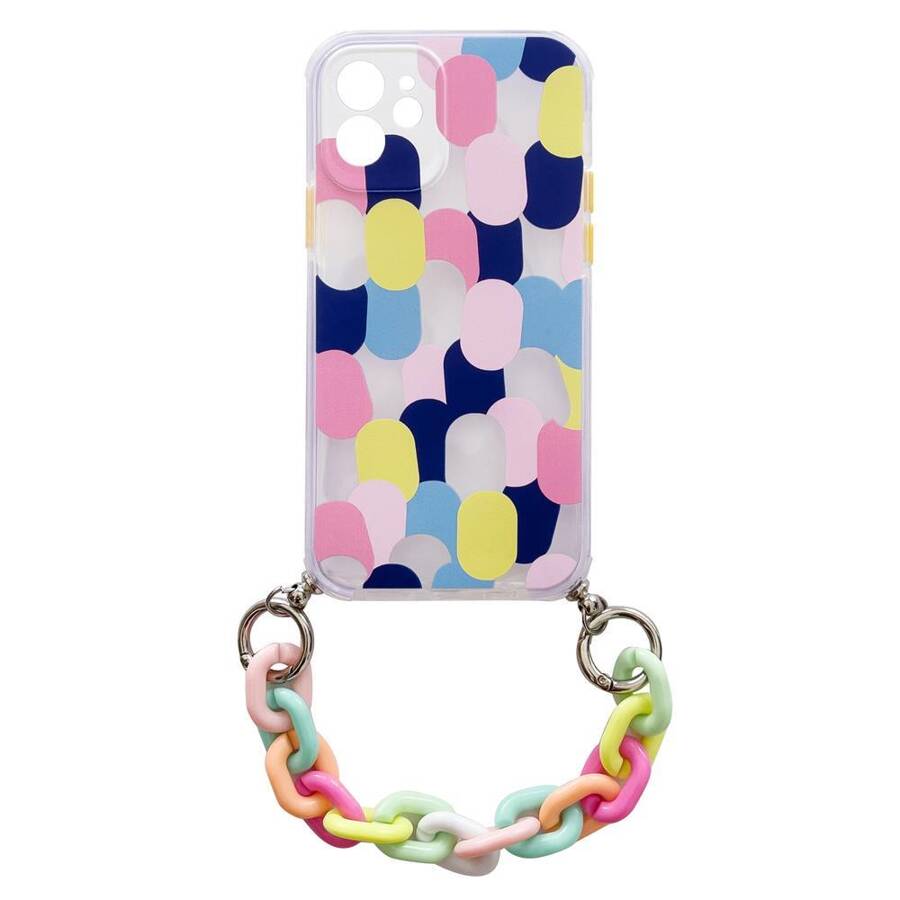 COLOR CHAIN CASE GEL FLEXIBLE ELASTIC CASE COVER WITH A CHAIN PENDANT FOR IPHONE 13 MINI MULTICOLOUR  (1)