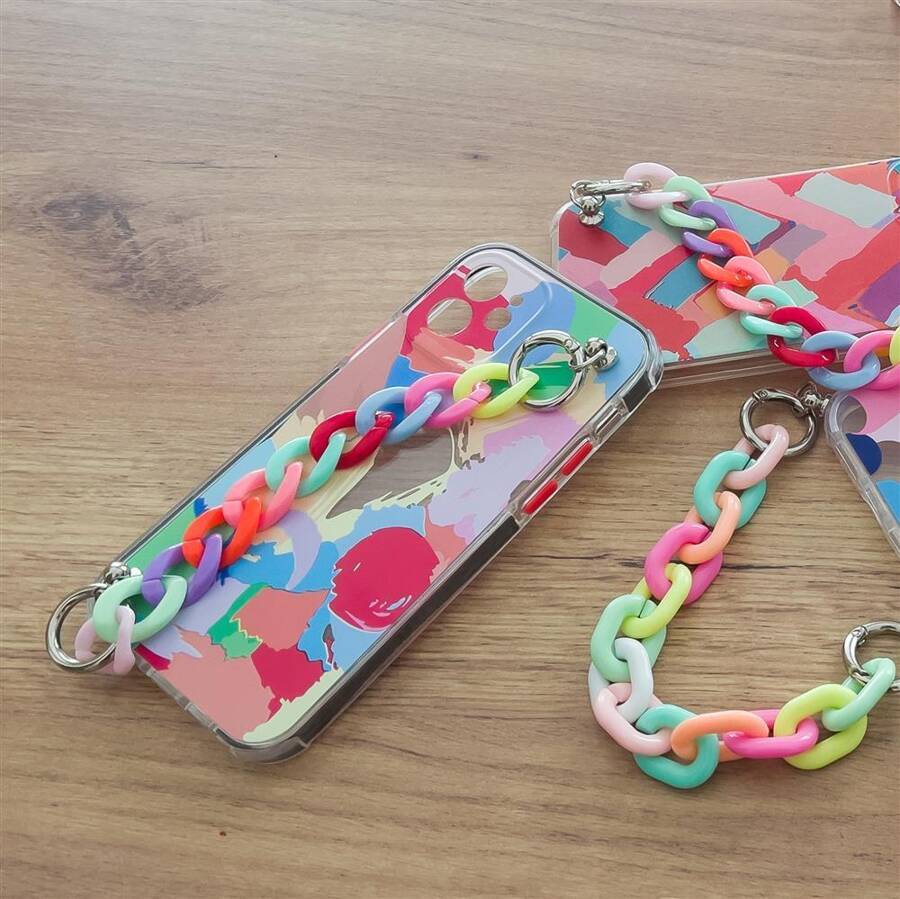 COLOR CHAIN CASE GEL FLEXIBLE ELASTIC CASE COVER WITH A CHAIN PENDANT FOR IPHONE 13 MINI MULTICOLOUR  (1)