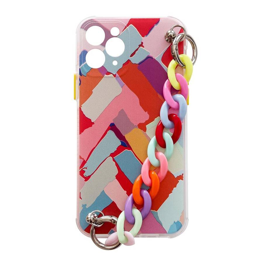 COLOR CHAIN CASE GEL FLEXIBLE ELASTIC CASE COVER WITH A CHAIN PENDANT FOR IPHONE 13 MINI MULTICOLOUR  (3)