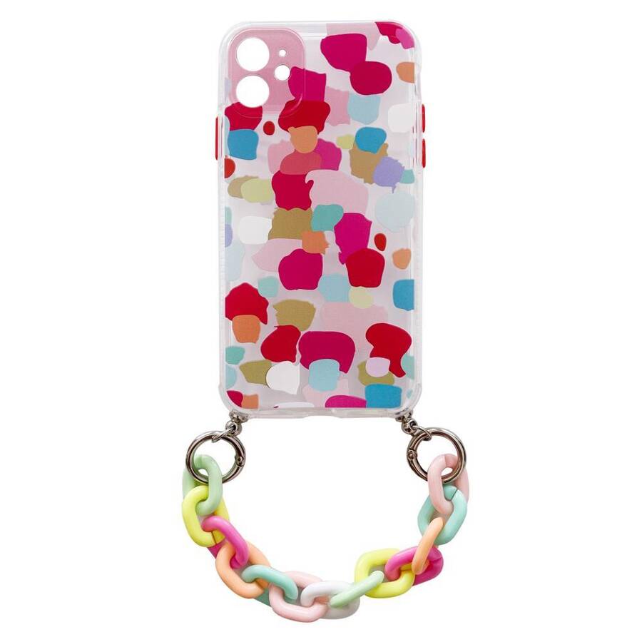 COLOR CHAIN CASE GEL FLEXIBLE ELASTIC CASE COVER WITH A CHAIN PENDANT FOR IPHONE 13 PRO MULTICOLOUR  (2)