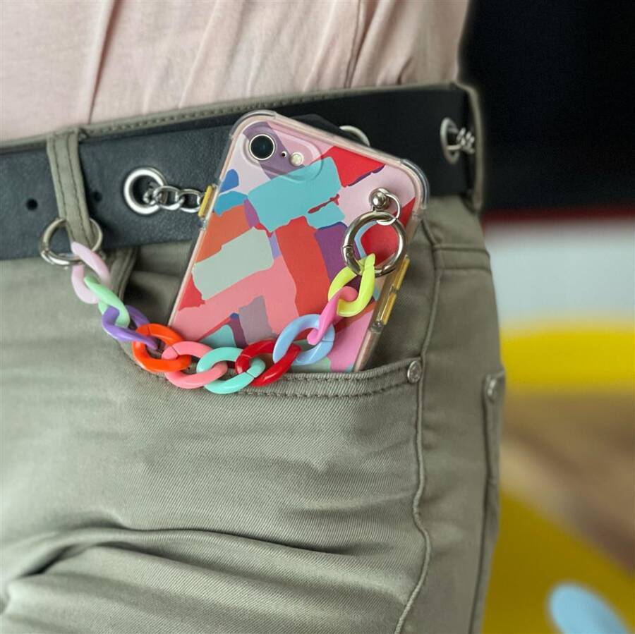 COLOR CHAIN CASE GEL FLEXIBLE ELASTIC CASE COVER WITH A CHAIN PENDANT FOR IPHONE XS / IPHONE X MULTICOLOUR