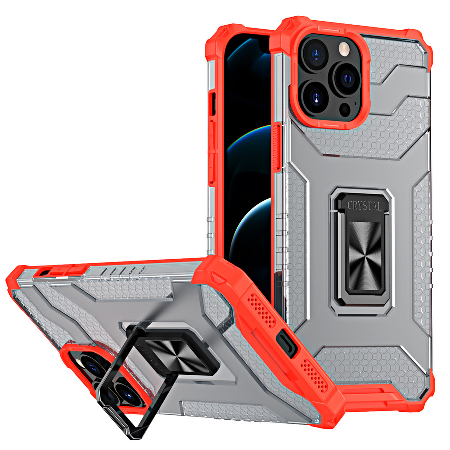 CRYSTAL RING CASE KICKSTAND TOUGH RUGGED COVER FOR IPHONE 11 PRO RED