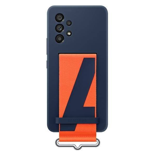 Case with strap for Galaxy A53 5G Strap Silicone Cover, navy blue