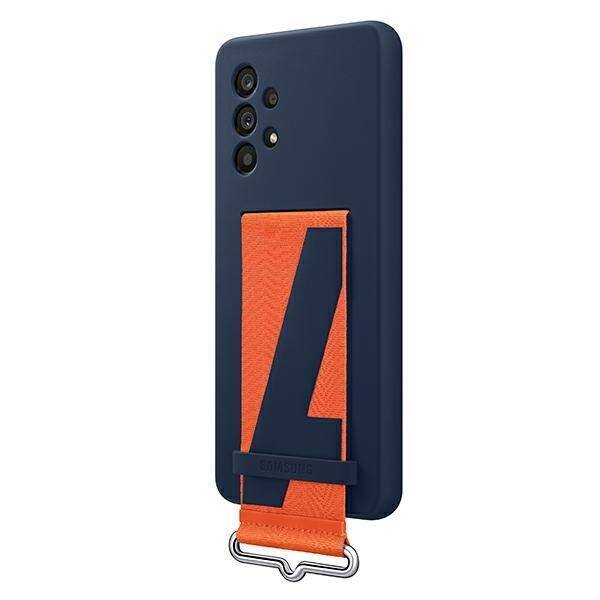 Case with strap for Galaxy A53 5G Strap Silicone Cover, navy blue