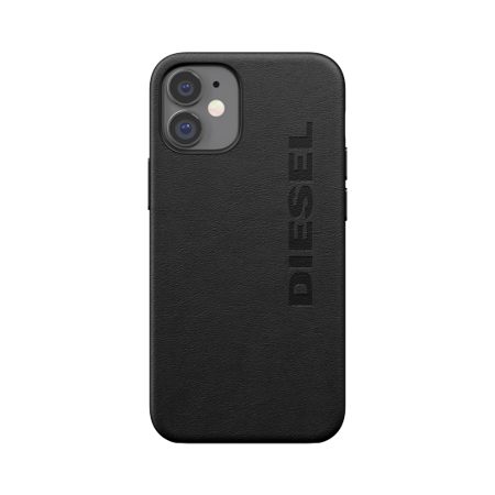 DIESEL MOULDED PREMIUM LEATHER WRAP CASE IPHONE 12 MINI BLACK