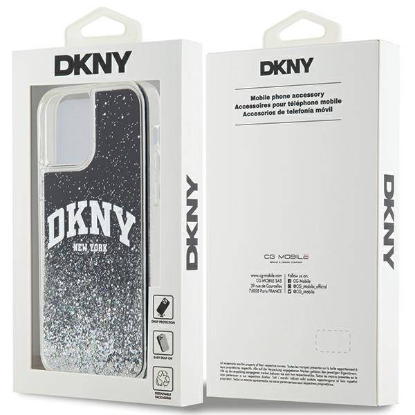 DKNY DKHCP12MLBNAEK iPhone 12/12 Pro 6.1" czarny/black hardcase Liquid Glitter Big Logo