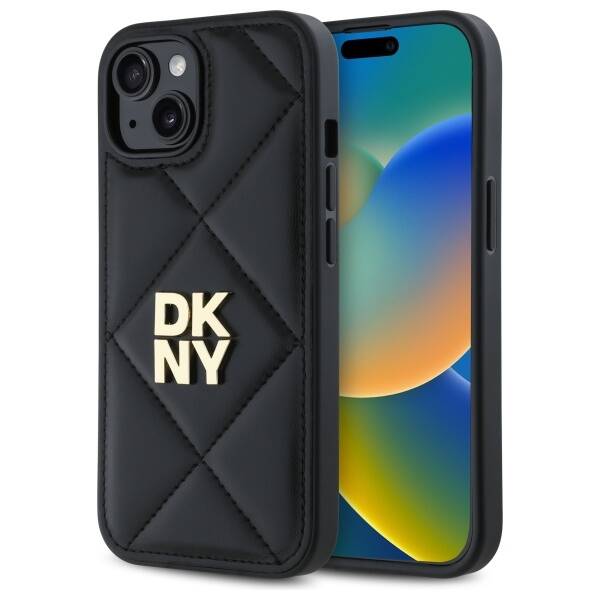 DKNY DKHCP14SPQDSLK iPhone 14 6.1"        czarny/black Quilted Stack Logo