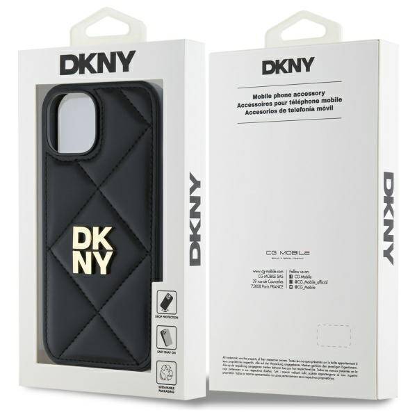 DKNY DKHCP14SPQDSLK iPhone 14 6.1"        czarny/black Quilted Stack Logo