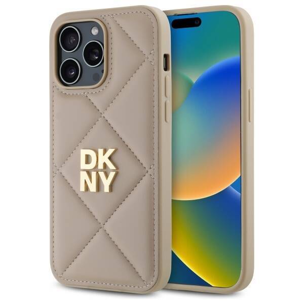 DKNY DKHCP14XPQDSLE iPhone 14 Pro Max     6.7" beżowy/beige Quilted Stack Logo