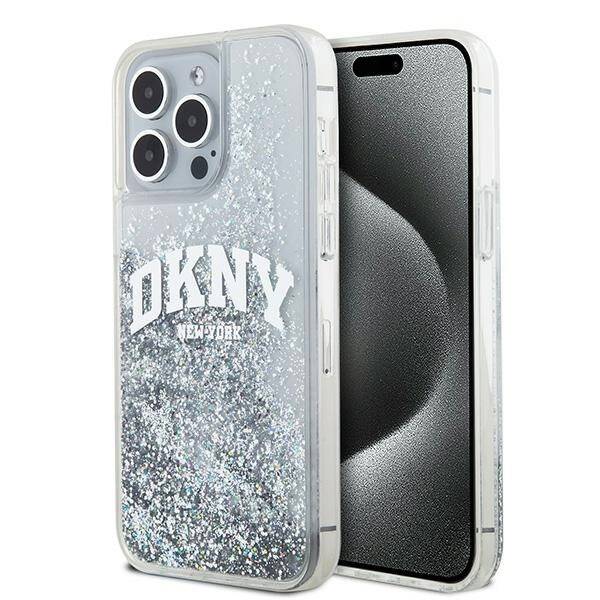 DKNY DKHCP15LLBNAET IPHONE 15 PRO 6.1" WHITE HARDCASE LIQUID GLITTER BIG LOGO