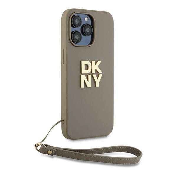 DKNY DKHCP15LPBSWSE iPhone 15 Pro 6.1" beżowy/beige hardcase Wrist Strap Stock Logo