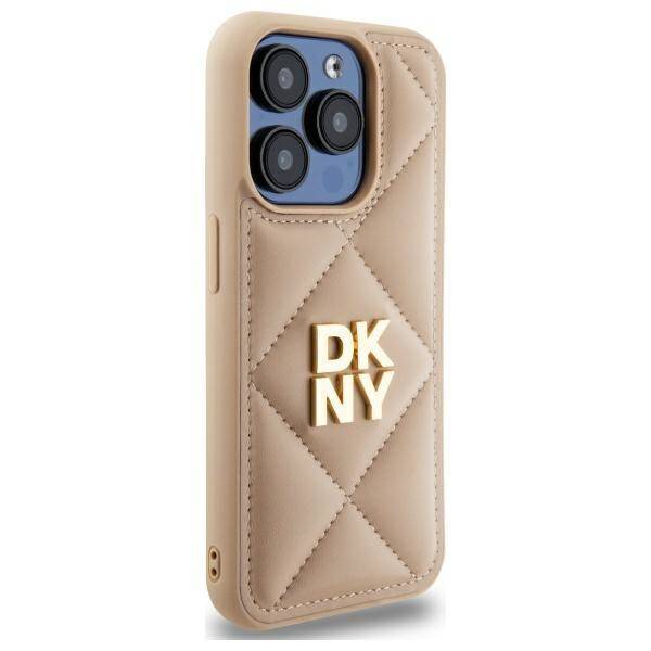 DKNY DKHCP15LPQDSLE iPhone 15 Pro 6.1"    beżowy/beige Quilted Stack Logo