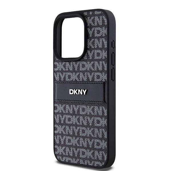 DKNY DKHCP15LPRTHSLK iPhone 15 Pro 6.1" czarny/black hardcase Leather Mono Stripe & Metal Logo