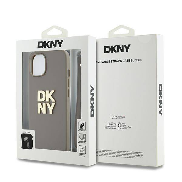 DKNY DKHCP15MPBSWSE iPhone 15 Plus 6.7" beżowy/beige hardcase Wrist Strap Stock Logo