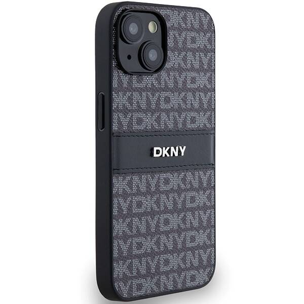 DKNY DKHCP15MPRTHSLK iPhone 15 Plus / 14 Plus 6.7" czarny/black hardcase Leather Mono Stripe & Metal Logo