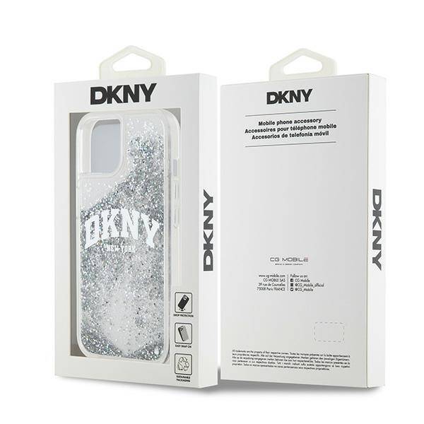 DKNY DKHCP15SLBNAET iPhone 15 / 14 / 13 6.1" biały/white hardcase Liquid Glitter Big Logo