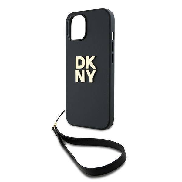 DKNY DKHCP15SPBSWSK iPhone 15 / 14 /13 6.1" czarny/black hardcase Wrist Strap Stock Logo