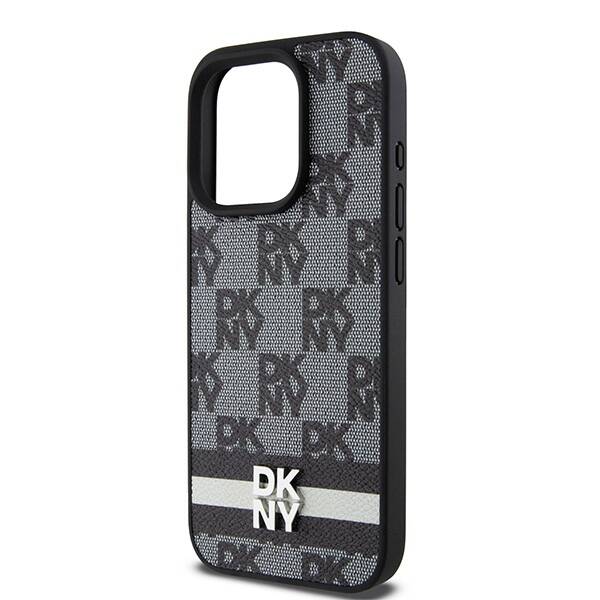 DKNY DKHCP15XPCPTSSK iPhone 15 Pro Max 6.7" czarny/black hardcase Leather Checkered Mono Pattern & Printed Stripes