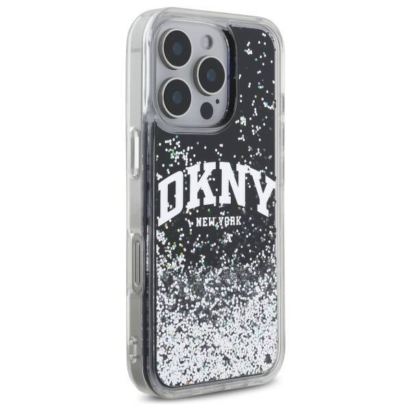 DKNY DKHCP16LLBNAEK iPhone 16 Pro 6.3"    czarny/black hardcase Liquid Glitter Arch Logo