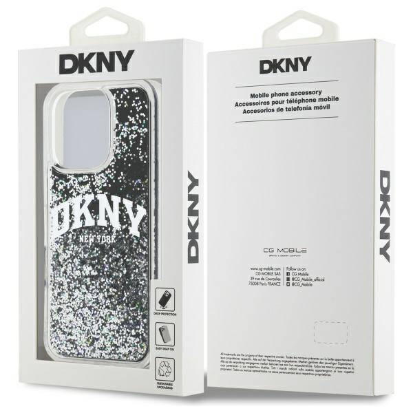 DKNY DKHCP16LLBNAEK iPhone 16 Pro 6.3"    czarny/black hardcase Liquid Glitter Arch Logo