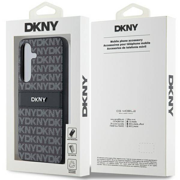 DKNY DKHCS24SPRTHSLK S24 S921  czarny/black hardcase Leather Mono Stripe & Metal Logo