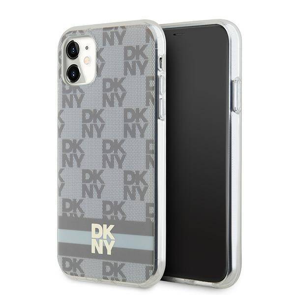 DKNY DKHMN61HCPTSE iPhone 11 / Xr 6.1" beżowy/beige hardcase IML Checkered Mono Pattern & Printed Stripes MagSafe