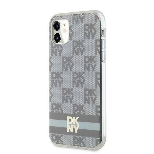 DKNY DKHMN61HCPTSE iPhone 11 / Xr 6.1" beżowy/beige hardcase IML Checkered Mono Pattern & Printed Stripes MagSafe