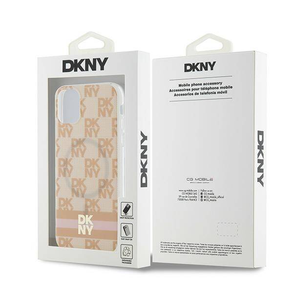 DKNY DKHMN61HCPTSP iPhone 11 / Xr 6.1" różowy/pink hardcase IML Checkered Mono Pattern & Printed Stripes MagSafe