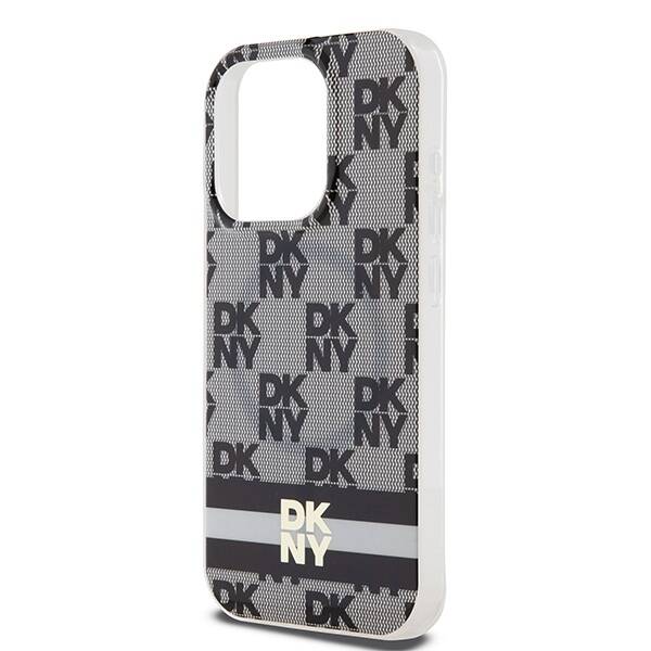 DKNY DKHMP13LHCPTSK iPhone 13 Pro / 13 6.1" czarny/black hardcase IML Checkered Mono Pattern & Printed Stripes MagSafe