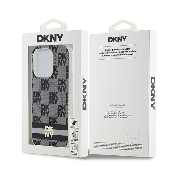 DKNY DKHMP13LHCPTSK iPhone 13 Pro / 13 6.1" czarny/black hardcase IML Checkered Mono Pattern & Printed Stripes MagSafe