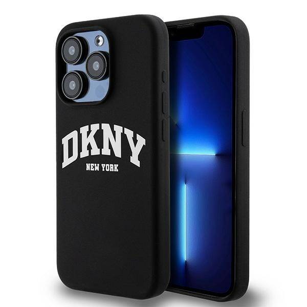 DKNY DKHMP13LSNYACH IPHONE 13 PRO / 13 6.1" BLACK/BLACK HARDCASE LIQUID SILICONE WHITE PRINTED LOGO MAGSAFE