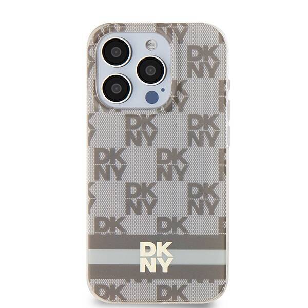 DKNY DKHMP14LHCPTSE iPhone 14 Pro 6.1" beżowy/beige hardcase IML Checkered Mono Pattern & Printed Stripes MagSafe