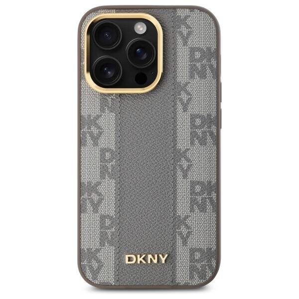 DKNY DKHMP14LPCPVSLE iPhone 14 Pro 6.1" beżowy/beige hardcase Leather Checkered Mono Pattern MagSafe