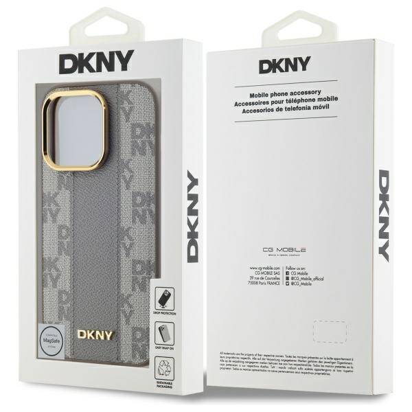 DKNY DKHMP14LPCPVSLE iPhone 14 Pro 6.1" beżowy/beige hardcase Leather Checkered Mono Pattern MagSafe