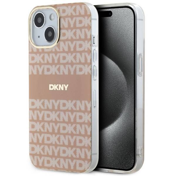 DKNY DKHMP14SHRHSEP iPhone 14 / 15 / 13 6.1" różowy/pink hardcase IML Mono & Stripe MagSafe