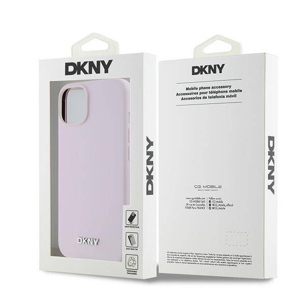 DKNY DKHMP14SSMCHLP iPhone 14 / 15 / 13 6.1" różowy/pink hardcase Liquid Silicone Small Metal Logo MagSafe