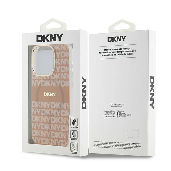 DKNY DKHMP15LHRHSEP iPhone 15 Pro 6.1" różowy/pink hardcase IML Mono & Stripe MagSafe