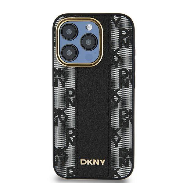 DKNY DKHMP15LPCPVSLK iPhone 15 Pro 6.1" czarny/black hardcase Leather Checkered Mono Pattern MagSafe