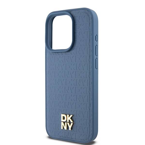 DKNY DKHMP15LPSHRPSB iPhone 15 Pro 6.1" niebieski/blue hardcase Leather Monogram Pattern Metal Logo MagSafe