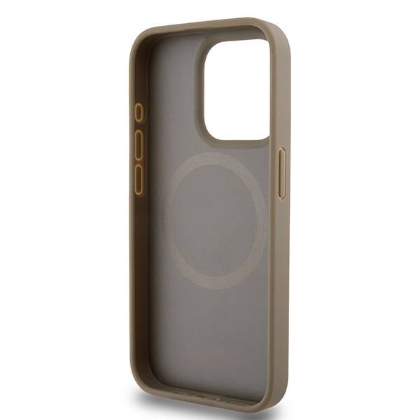 DKNY DKHMP15LPSOSPW iPhone 15 Pro 6.1" brązowy/brown hardcase Leather Printed Pattern Metal Logo MagSafe