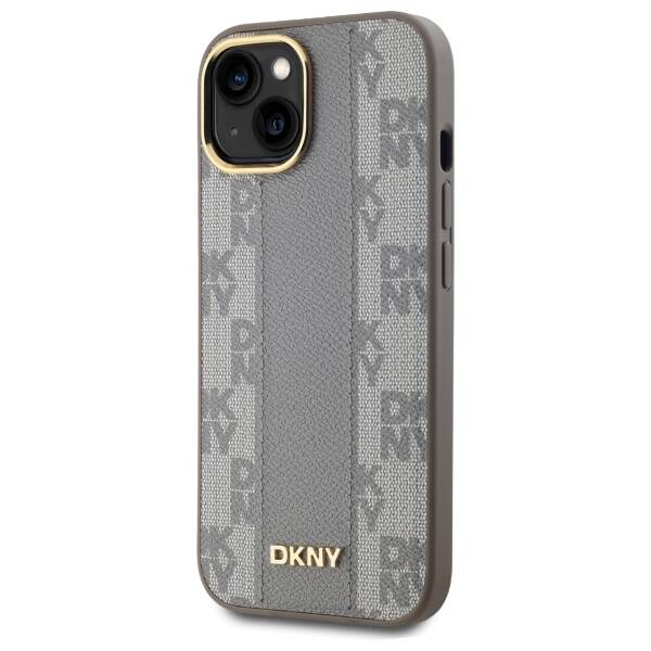 DKNY DKHMP15MPCPVSLE iPhone 15 Plus 6.7" beżowy/beige hardcase Leather Checkered Mono Pattern MagSafe