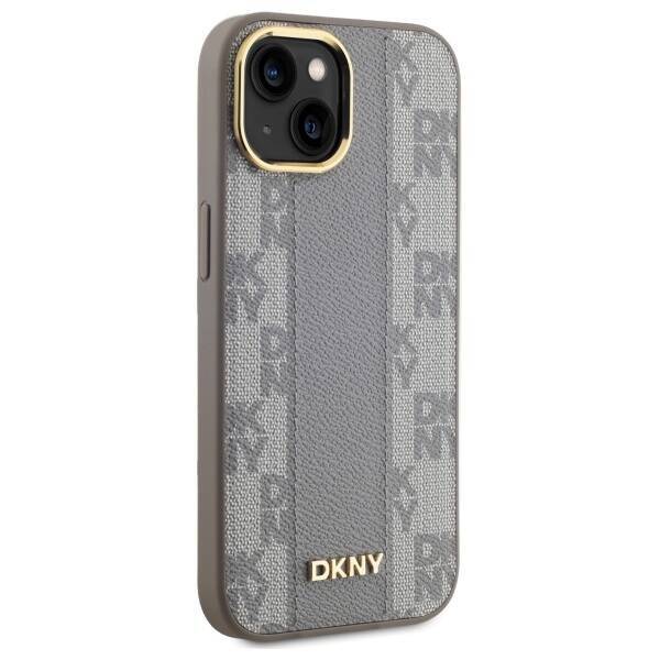 DKNY DKHMP15MPCPVSLE iPhone 15 Plus 6.7" beżowy/beige hardcase Leather Checkered Mono Pattern MagSafe