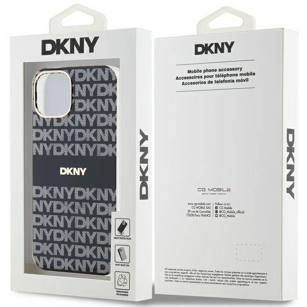 DKNY DKHMP15SHRHSEK iPhone 15 / 14 / 13 6.1" czarny/black hardcase IML Mono & Stripe MagSafe