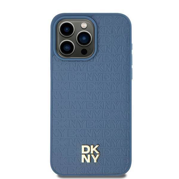 DKNY DKHMP15SPSHRPSB iPhone 15 / 14 / 13 6.1" niebieski/blue hardcase Leather Pattern Metal Logo MagSafe