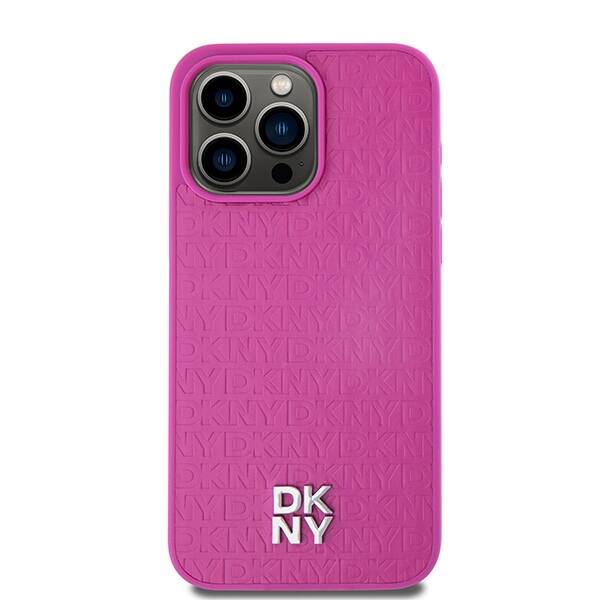 DKNY DKHMP15XPSHRPSP iPhone 15 Pro Max 6.7" różowy/pink hardcase Leather Monogram Pattern Metal Logo MagSafe