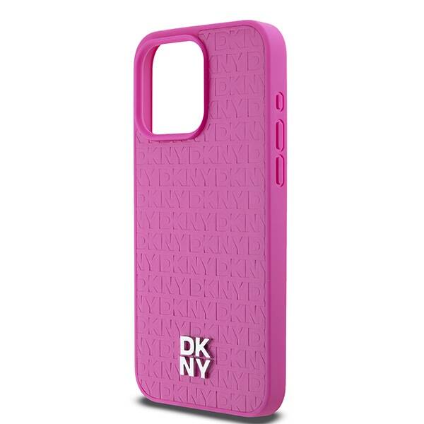 DKNY DKHMP15XPSHRPSP iPhone 15 Pro Max 6.7" różowy/pink hardcase Leather Monogram Pattern Metal Logo MagSafe