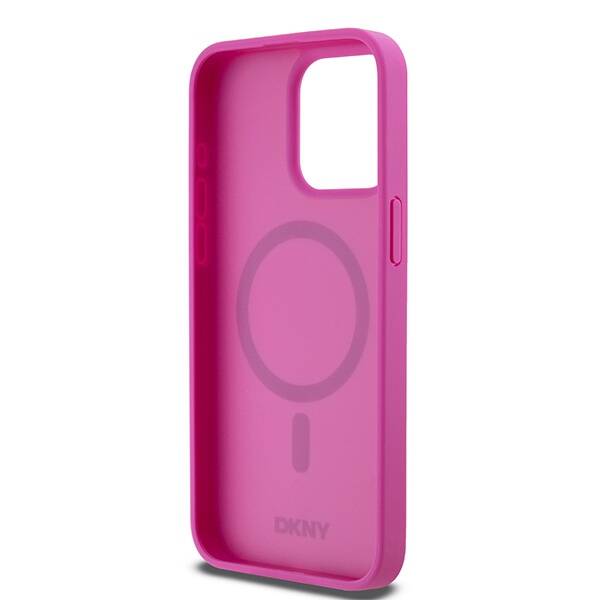 DKNY DKHMP15XPSHRPSP iPhone 15 Pro Max 6.7" różowy/pink hardcase Leather Monogram Pattern Metal Logo MagSafe