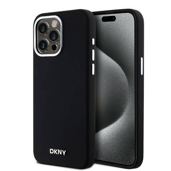 DKNY DKHMP15XSMCHLK IPHONE 15 PRO MAX 6.7" BLACK/BLACK HARDCASE LIQUID SILICONE SMALL METAL LOGO MAGSAFE